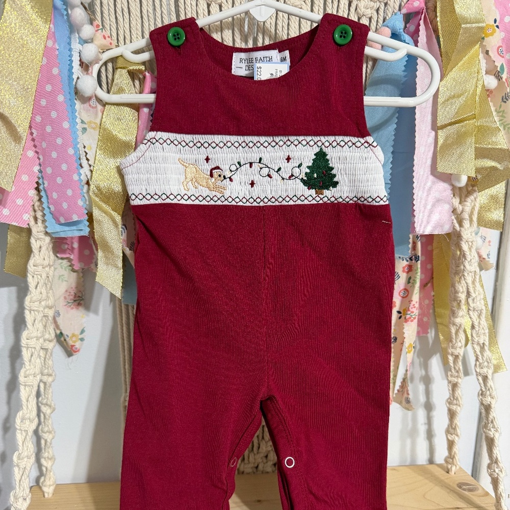 New Puppy Christmas Tree Romper